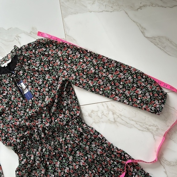 NWT REBECCA MINKOFF Rosemary Floral Dress black floral print Size Medium peasant - Picture 16 of 17